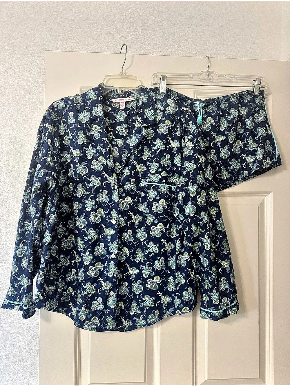 Victoria's Secret Paisley Button Down Shirt Pajama set size L